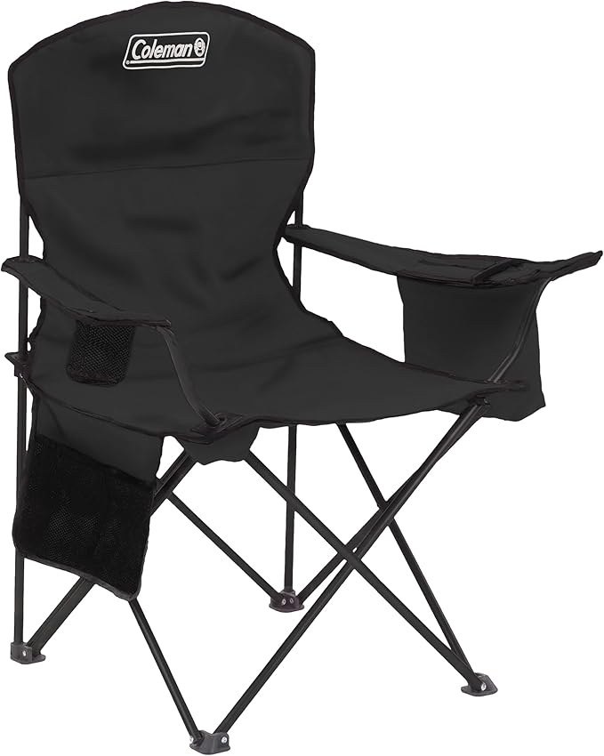 Coleman Portable Camping Chair with 4-Can Cooler, Cushioned Seat & Back with Side Pockets & Cup Holder, Carry Bag Include...