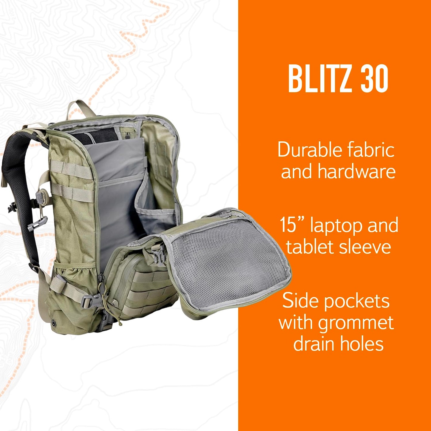 Mystery Ranch Blitz 30 Backpack – Tactical Daypack with Waistbelt & Padded Laptop Sleeve – Forest, 30L, S/M