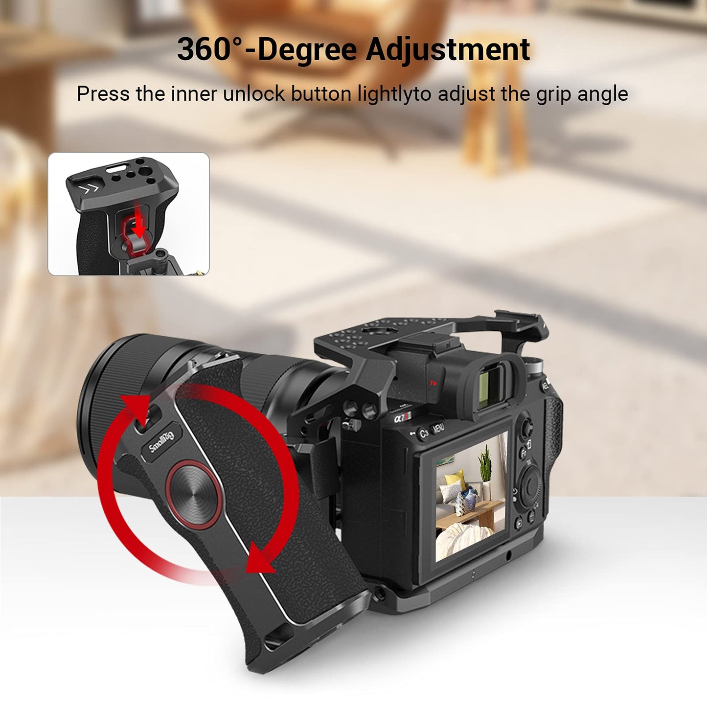 Smallrig Push-Button Rotating Nato Handle, Quick Release Handgrip For Dlsr Camera Cage Kit, W/Built-In Nato Rail, Left Side - 32