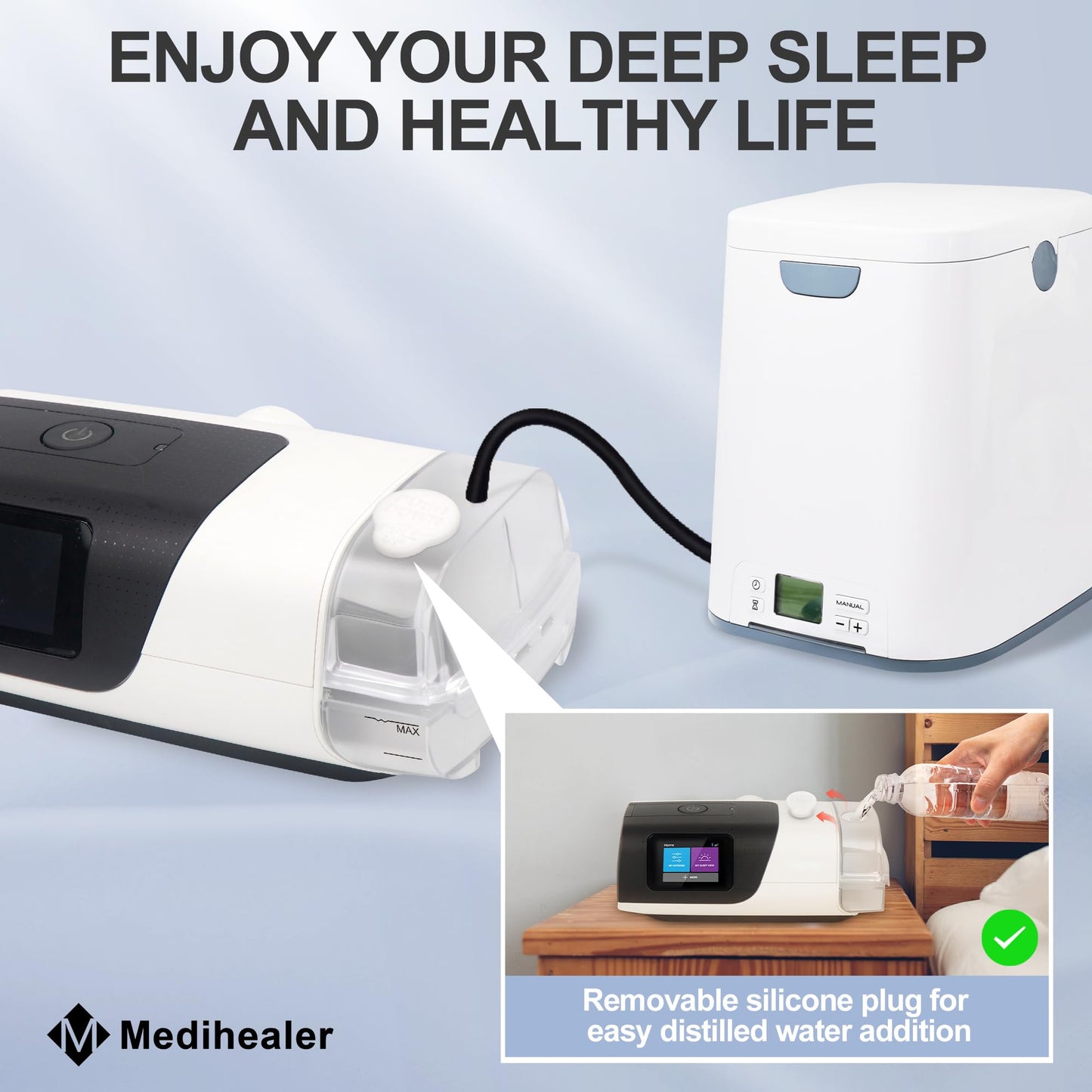 Tubing Adapter Water Chamber for AirSense 11 & Aircurve 11, 340ml Upgraded Humidifier Tub Container, Great-Value Supplies by Medihealer