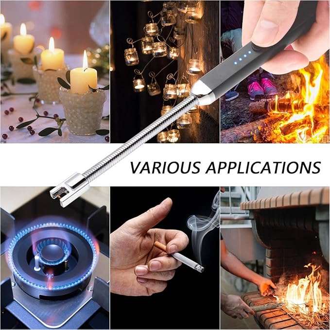MEIRUBY Electric Candle Lighter, Birthday Christmas Stocking Stuffers Gifts for Women Mom Men Wife Sister, USB Arc Rechargeable Windproof Long Lighter for Candle BBQ Housewarming Gift Idals