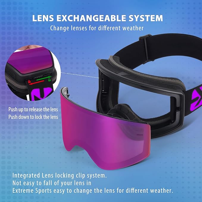 EXP VISION Ski/Snowboard Goggles Parent-child Snow Goggles Over Glasses for Men, Women Youth Kids