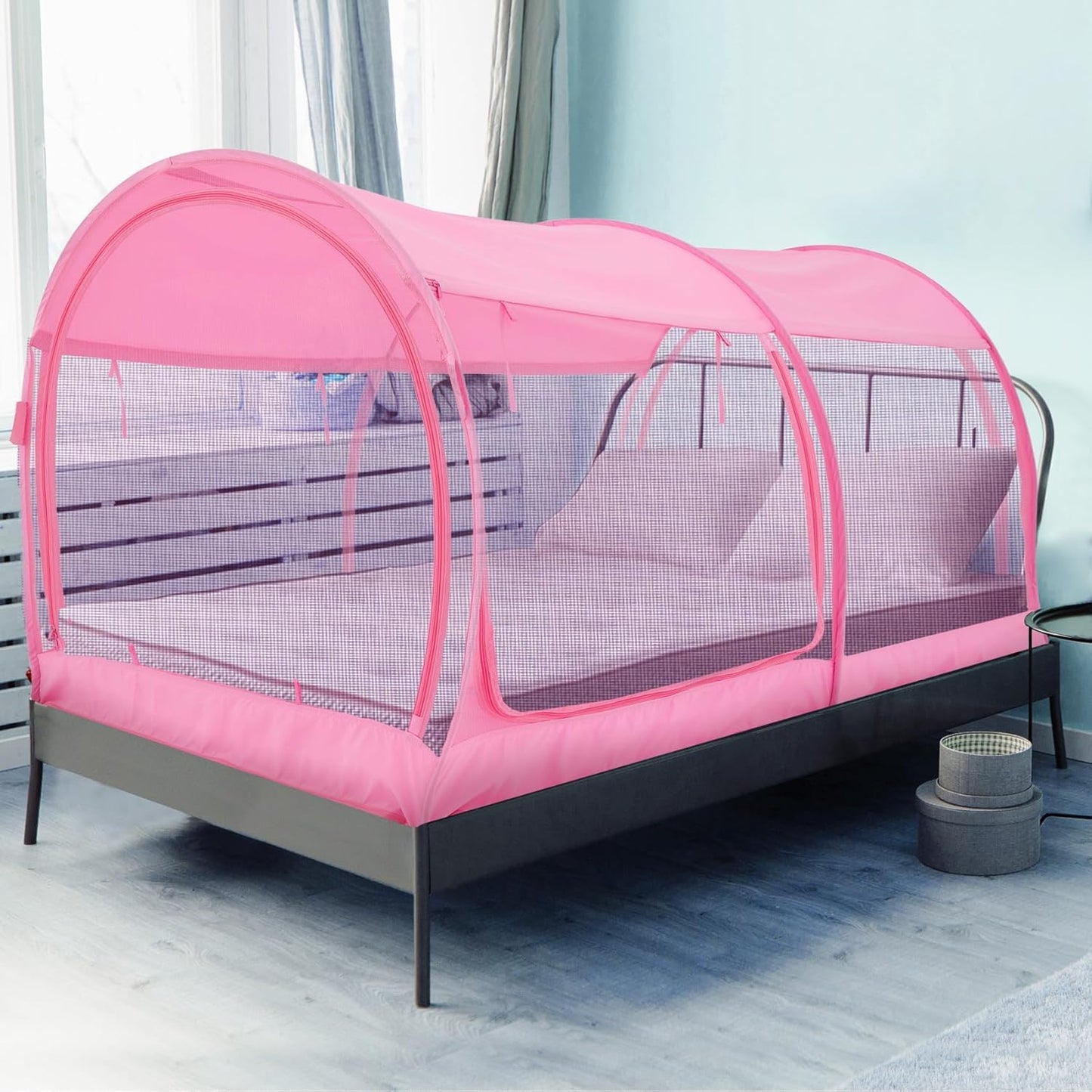 Alvantor Full Size Canopy Bed Mesh Full Bed Tent Mosquito Net for Bed Pop Up Ten Bed Privacy Tent Slumberpod Blackout Indoor Tent for Bed Sleeping Tents (Mattress Not Included)