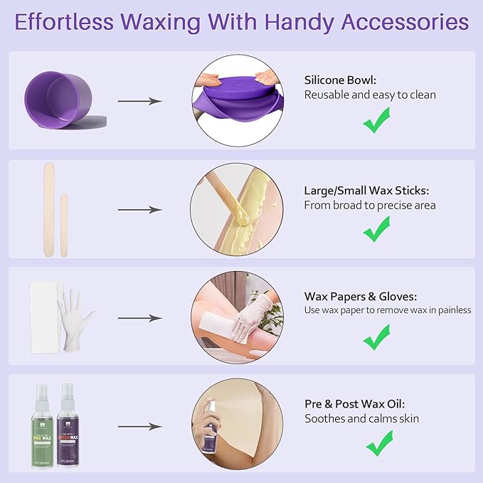 BLITZWAX Brazilian and Bikini Waxing Kit for Women, Hard Wax Warmer for Face, Legs and Body, At Home Hair Removal Kit, Beginner Friendly, Digital Fast Heating, 51 Wax Items