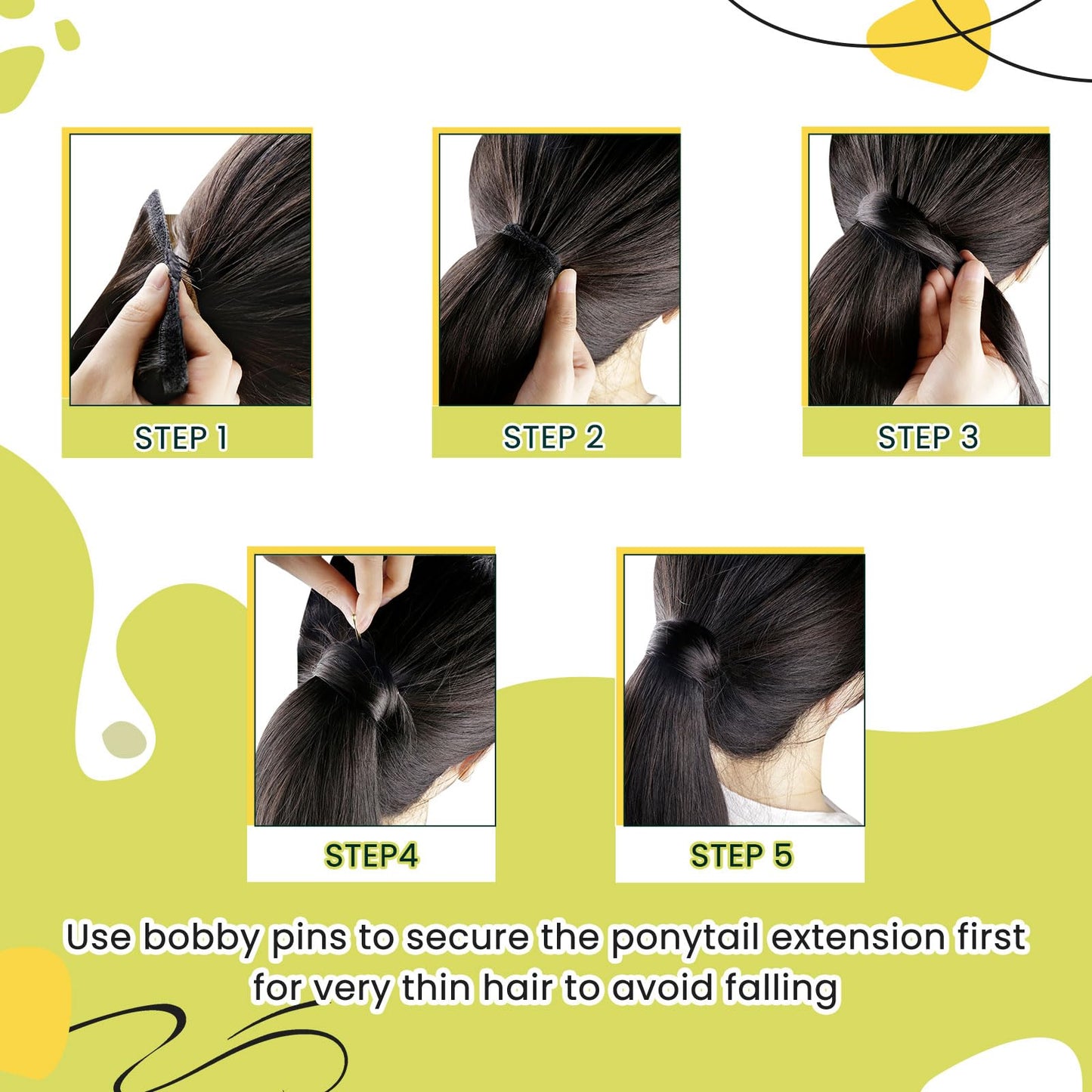 RUNATURE Human Hair Ponytail Extension Blonde Ponytail Hair Extension Dark Blonde Highlight Caramel Blond Short Ponytail Human H