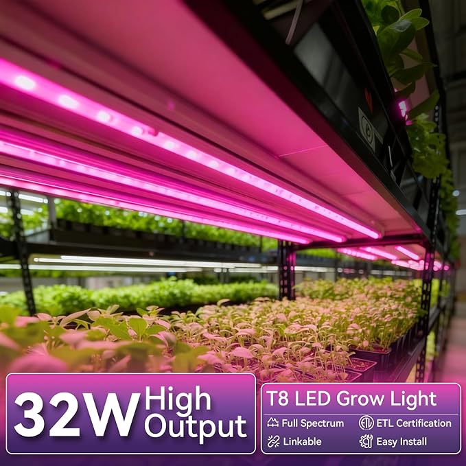 3FT Plant Grow Light, Super Bright Plant Lights for Indoor Growing, Full Spectrum, with ON/Off Switch & Timed Function, Pinkish