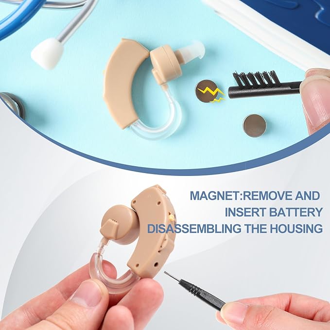 Patelai 8 Pieces Hearing Aid Cleaning Kit Multi Functional Hearing Aid Brush Cleaning Tools for Earbuds, Headphones, Amplifiers with Wax Loop and Magnet Set with Case, Gifts for Relatives