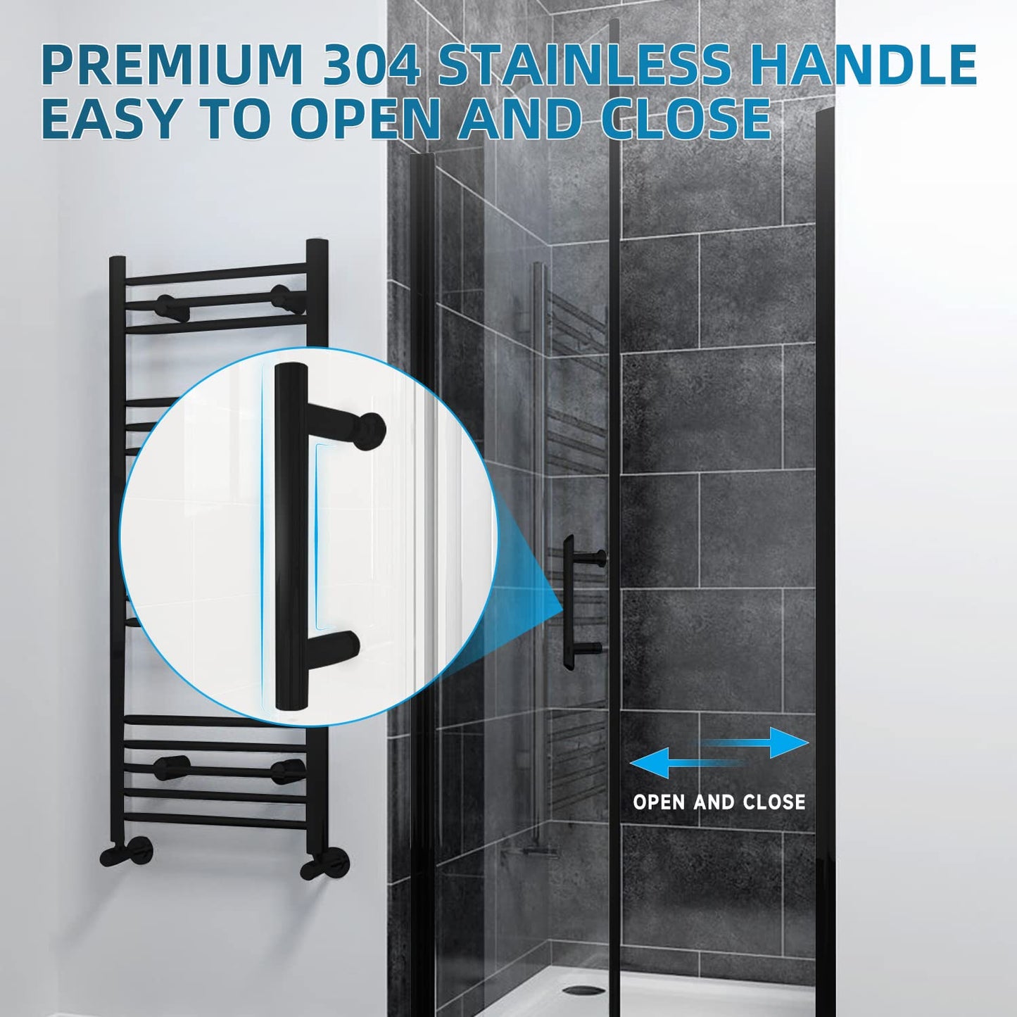 SUNNY SHOWER Adjustable 33.5-35 in. W x 72 in. H Frameless Pivot Shower Door,Matte Black Hardware Finish, Certified Clear Tempered Glass Shower Enclosure