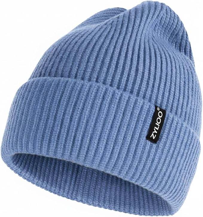 Zylioo Oversize Beanie Hats, XXL Big Size Ribbed Knit Cuffed Winter Hat for Cold Weather, Warm Skull Watch Cap