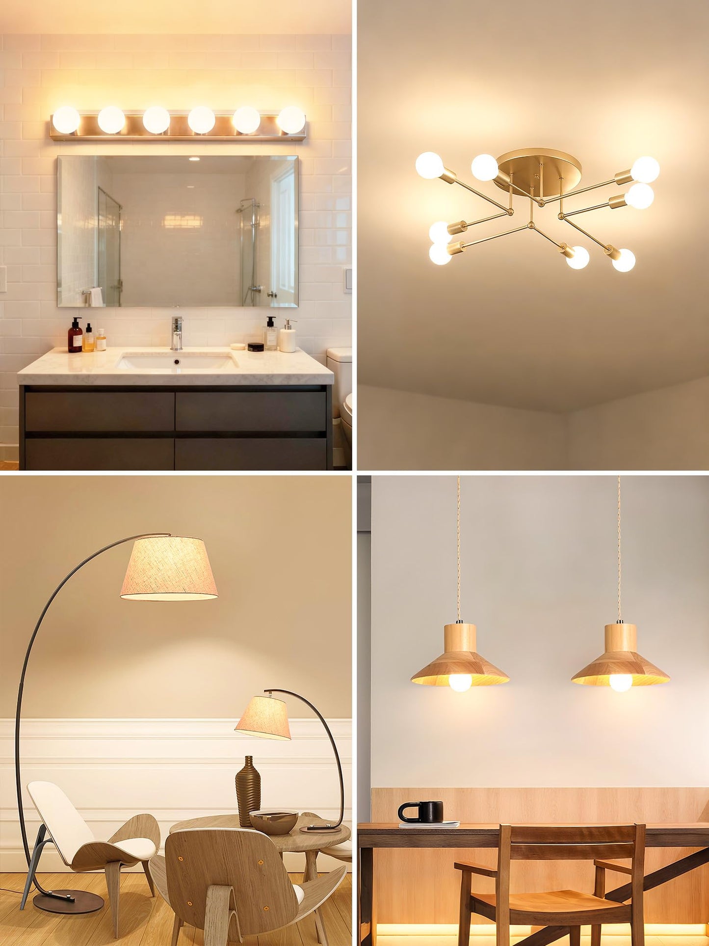 TJOY G25 LED Globe Light Bulbs, Vanity Light Bulb for Bathroom 40W Equivalent, 2700K Soft Warm White E26 Base, Round Decorative Bulb for Vanity Makeup Mirror, CRI85+, 450LM, Non-Dimmable, UL, 4 Pack