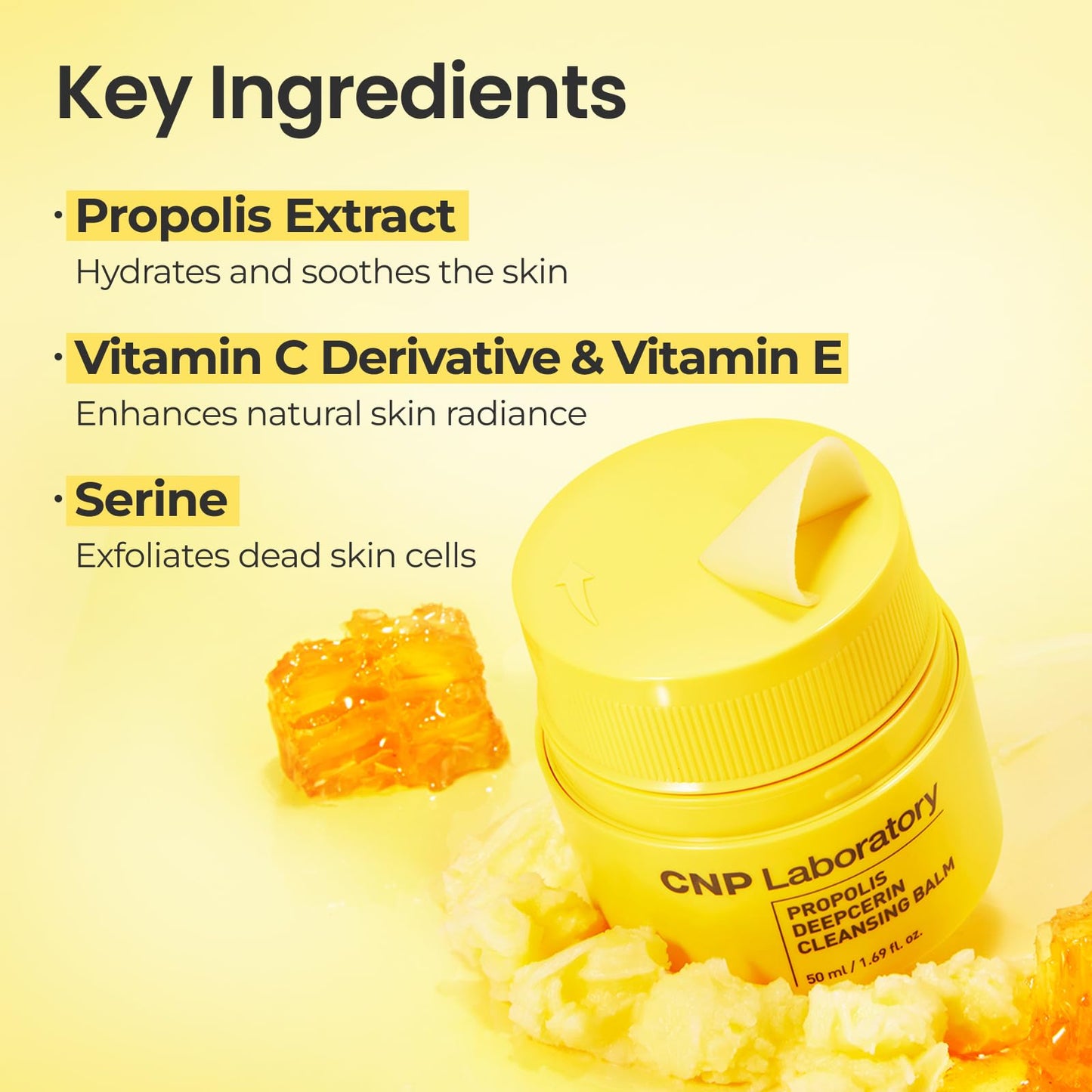 CNP Propolis Deepcerin Cleansing Balm - Soft Grinding Makeup Remover Balm, Buttery & Milky Texture, for Dry & Sensitive Skin, Ko