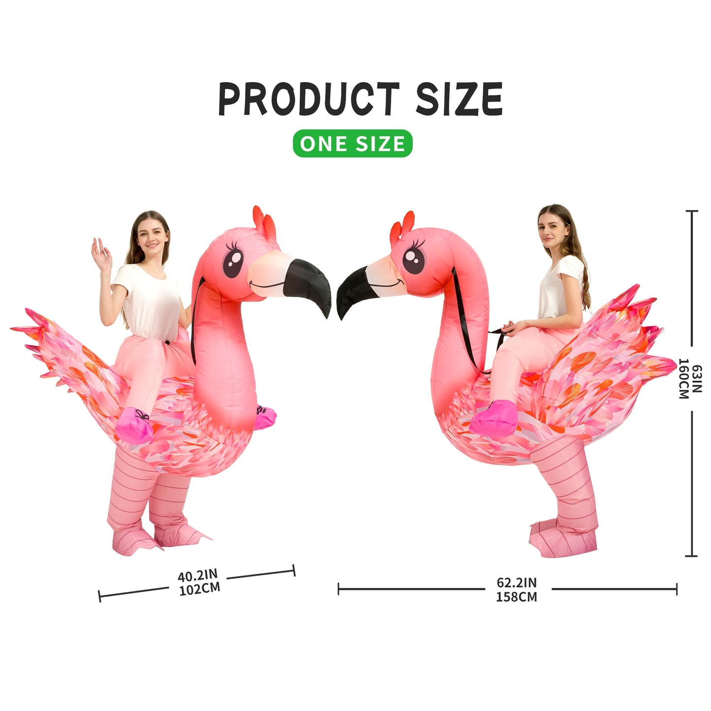 tasanor Inflatable Costume Adult,Ride On Flamingo Suit,Blow Up Halloween Costumes for Men/Women