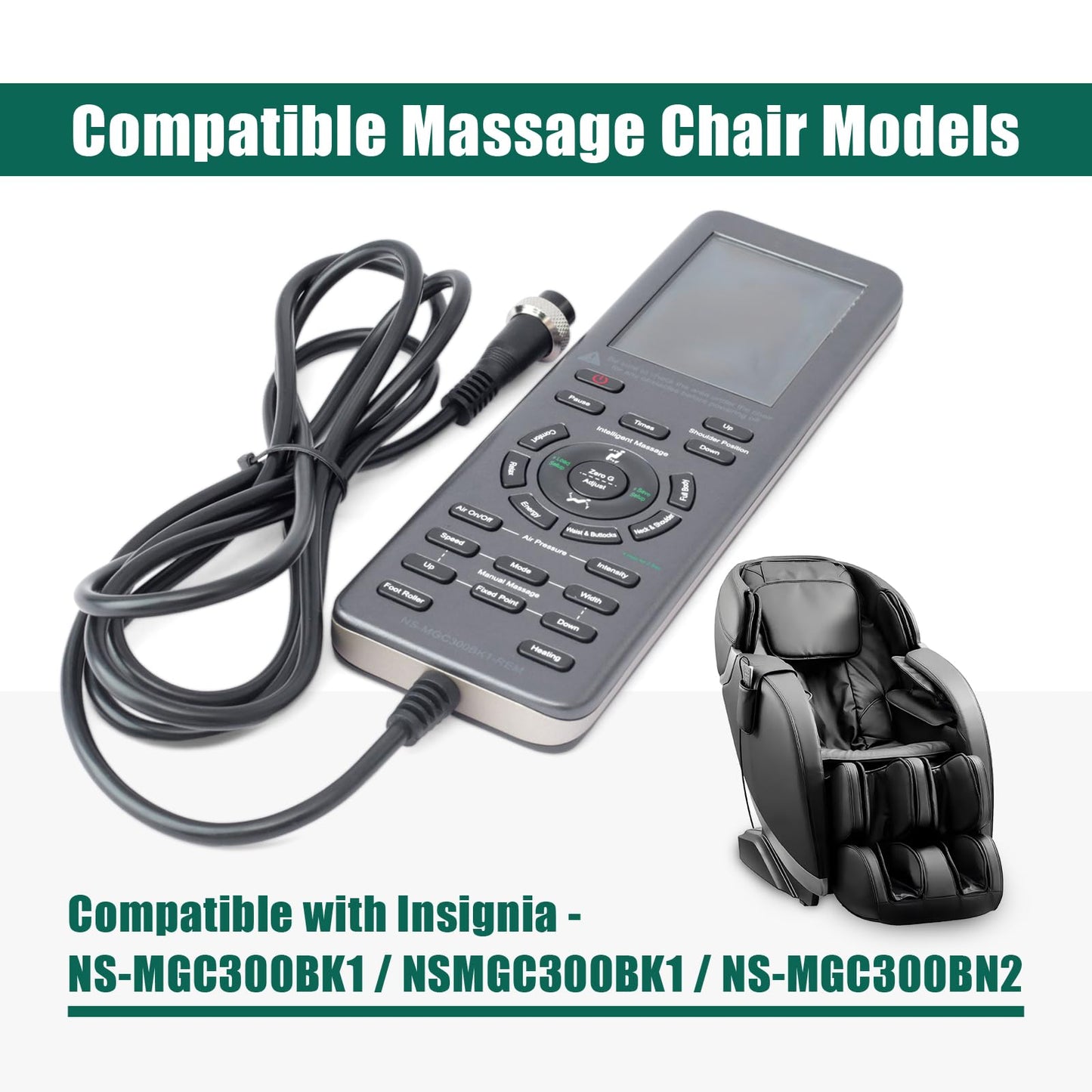YUXIVCNE P-310100646-8 Remote Control Compatible with Insignia NS-MGC300BK1 NSMGC300BK1 NS-MGC300BN2 2D Zero Gravity Massage Recliner Chair, Replace P3101006468 Wired