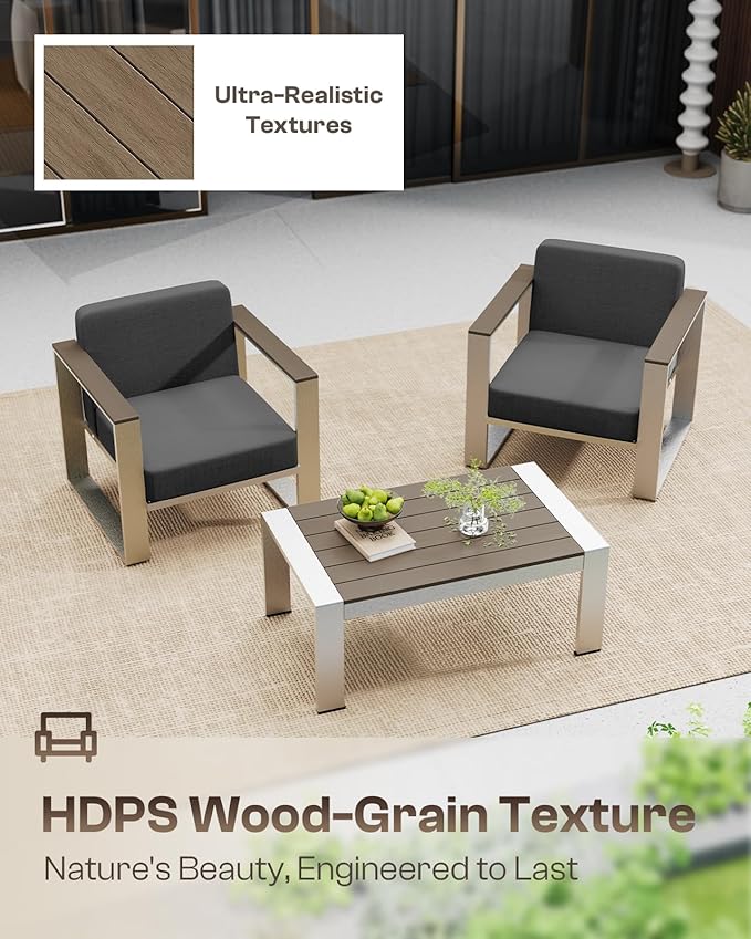 ComfCove Outdoor Patio Furniture Set, 7 Seats Outdoor Patio Conversation Sets with Wide Seat and Ergonomic Washable Thick Cushions, Modern Patio Sectional Furniture for Balcony, Porch