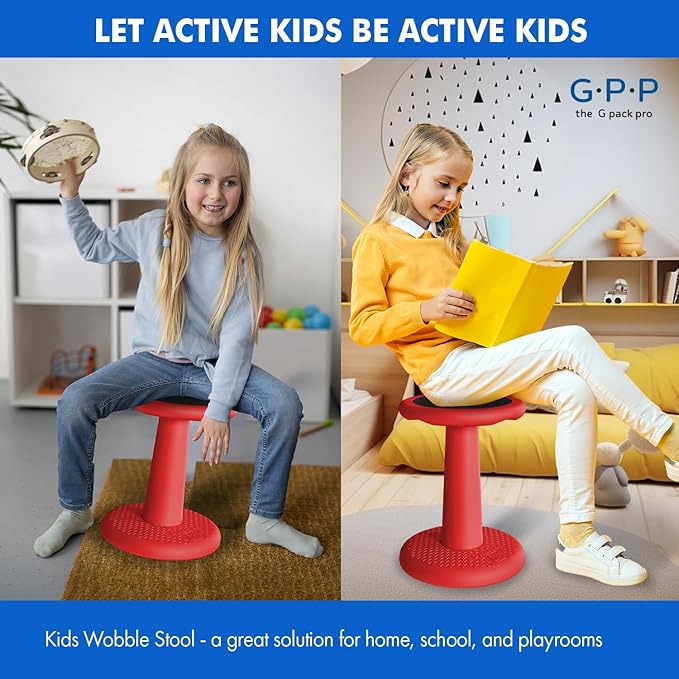 Gpack-pro Kids Wobble Stool – Improves Focus Attention – Non-Slip Base - Wiggle Chair Active Flexible Seating for Preschool Kindergarten Elementary School 17.7-Inch High (Black)