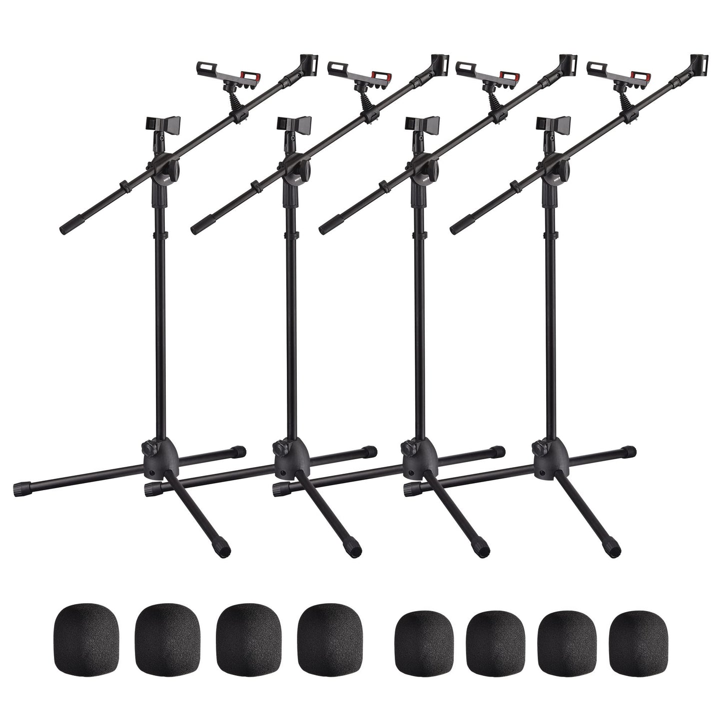 Aw 4 Packs Microphone Boom Arm Stand Dual Mic Clips Adjustable Tripod Phone Holder For Performance Singing Wedding Stage And Out