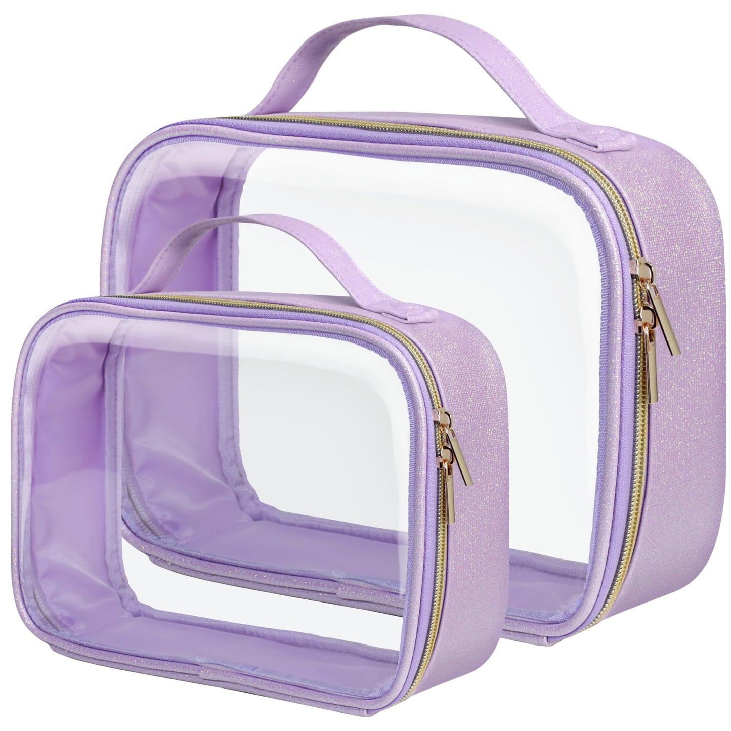 PACKISM Valentines Day Gifts for Him Her - TSA Approved Toiletry Bag - 180° Large Opening Clear Makeup Bags with Handle, Clear Toiletry Bags for Traveling Travel Essentials, Rose Pink