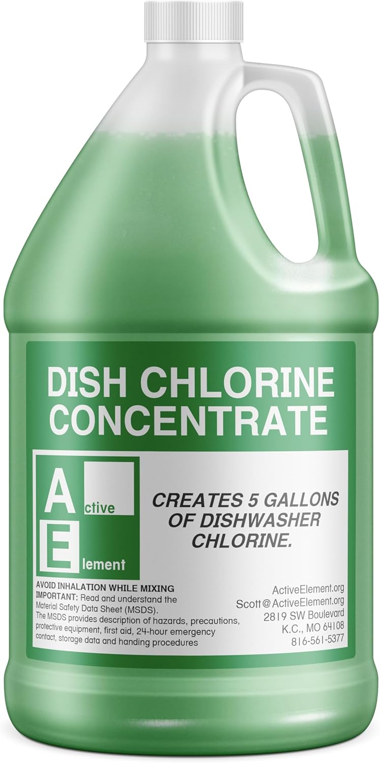 Dish Chlorine Concentrate - Food Contact Surfaces- Commercial Dishwasher - No Rinse - Food Service Kitchen - Multi-Use - Makes one 5-Gallon Pails (Diluted Further to 1,280 Gallons)