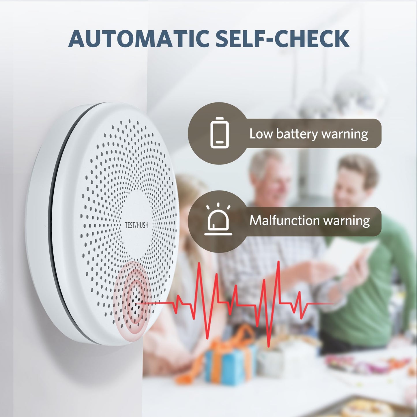 HATHEPHS Smoke Detector Carbon Monoxide Detector Combo, 10-Year Battery Ultra-Thin Photoelectric Smoke Alarm and CO Detector with Large Test/Silence Button, 2-Pack