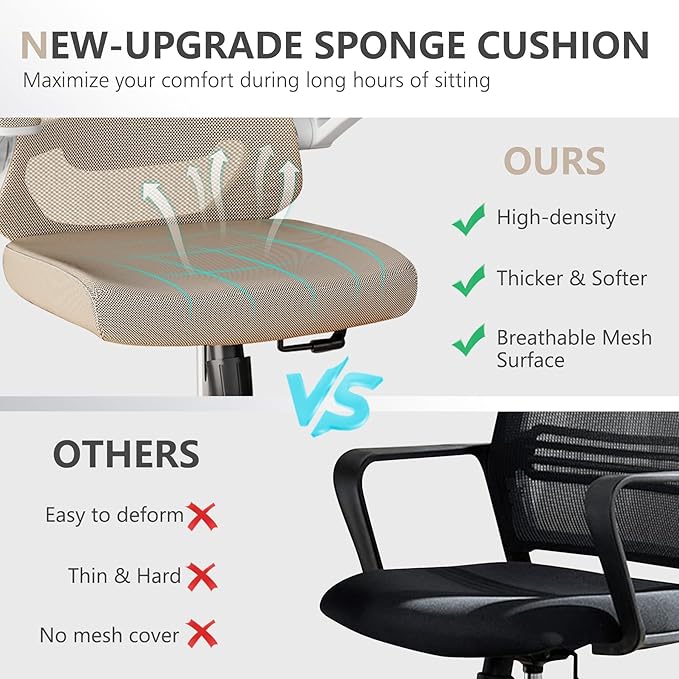 balmstar Office Chair,Ergonomic Comfy Home Desk Chair with 350LBS Capacity,High Back Gaming Chair with Wheels,Mesh Computer Chair,Lumbar Support, Adjustable Headrest,Flip-up Armrest
