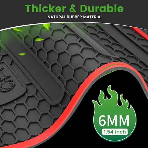 10L0L Golf Cart Club Car Floor Mat 6mm Thick Rubber Full Coverage Liner Mats Replacement,Non-Slip Heavy-Duty, Easy to Clean, Fits Club Car DS 1982-2013 / Villager 1982-2018 (Red/Black)