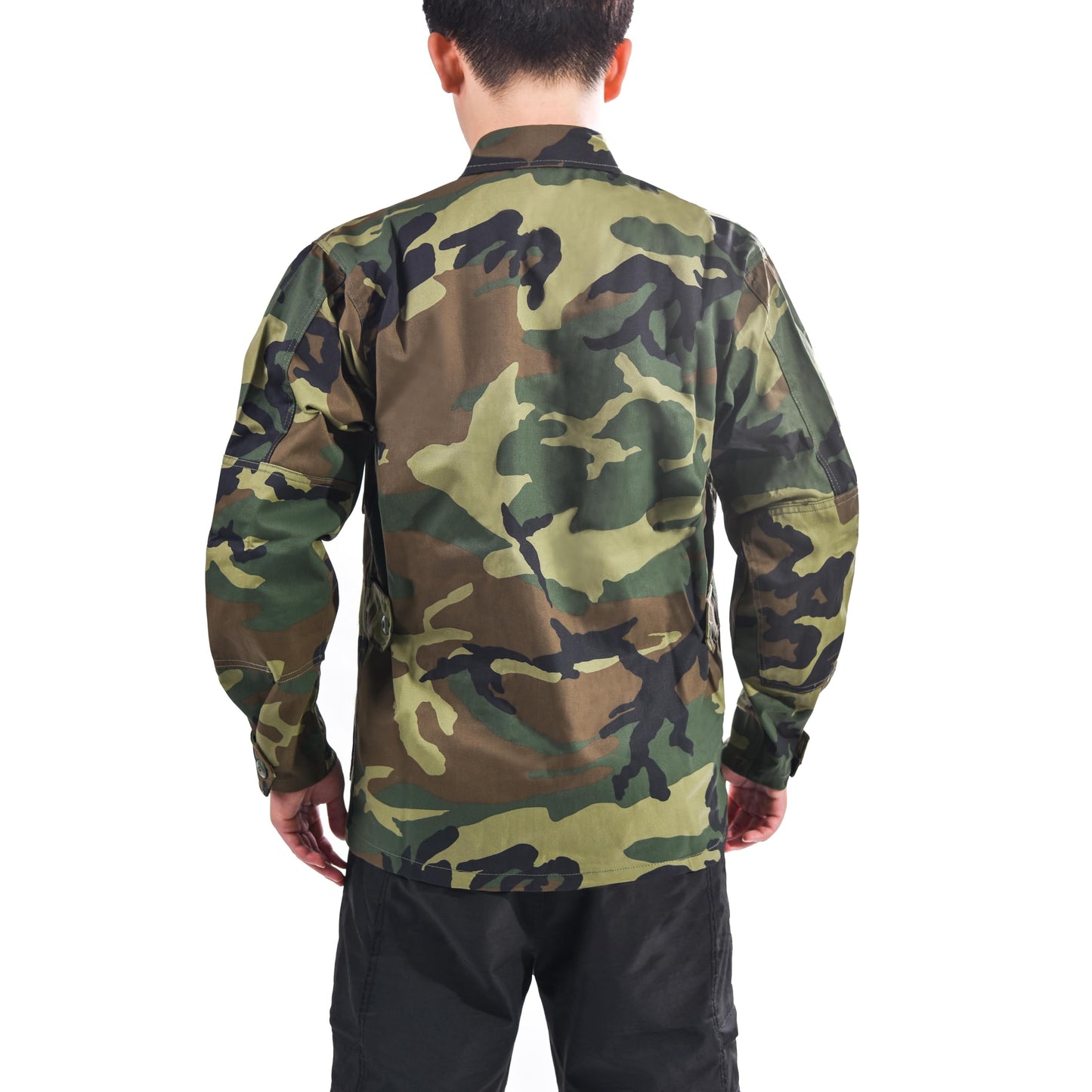 BACKBONE Mens Army Military Battle Dress Uniform BDU Shirt Camo Top Jacket (Woodland Camo,Size XL)