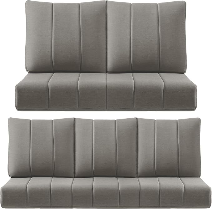 ACTREST Luxury 24x24x6 Inch Kitty Outdoor Cushions for 5 Peice Patio Furniture Set - Set of 5 Water-Resistant Pillow for Dining Rocking Swivel Chairs Loveseat Couch Sectional Sofa - Grey