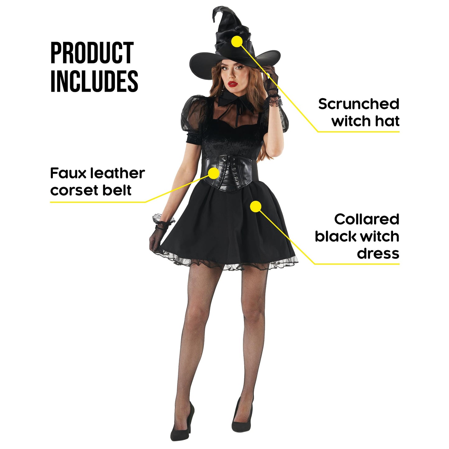 Morph Witch Costume for Women - Wicked Witch Halloween Costume for Adults - Spooky Women's Costume for Parties, Large