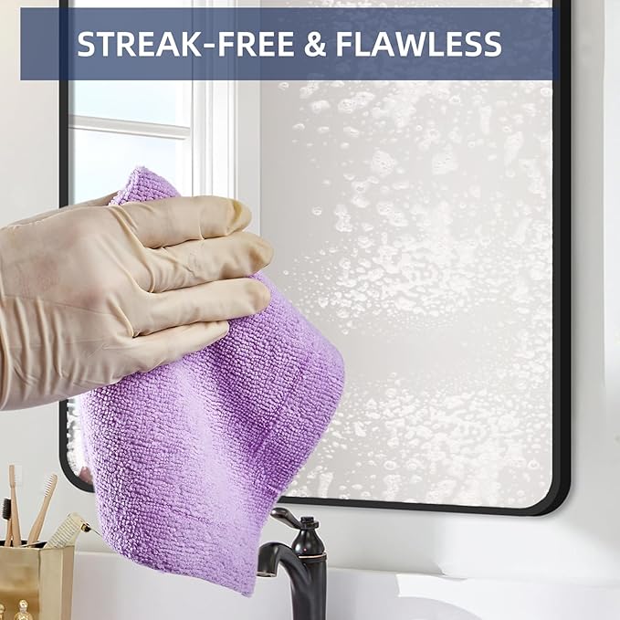 & PLUSH Microfiber Cleaning Cloth Roll - 85 Pack, Tear Away Microfiber Towels, 12" x 12", Reusable, Washable, Streak Free, Ultra Absorbent Dish Rags for Car, Home, Garage or Shop (Purple)