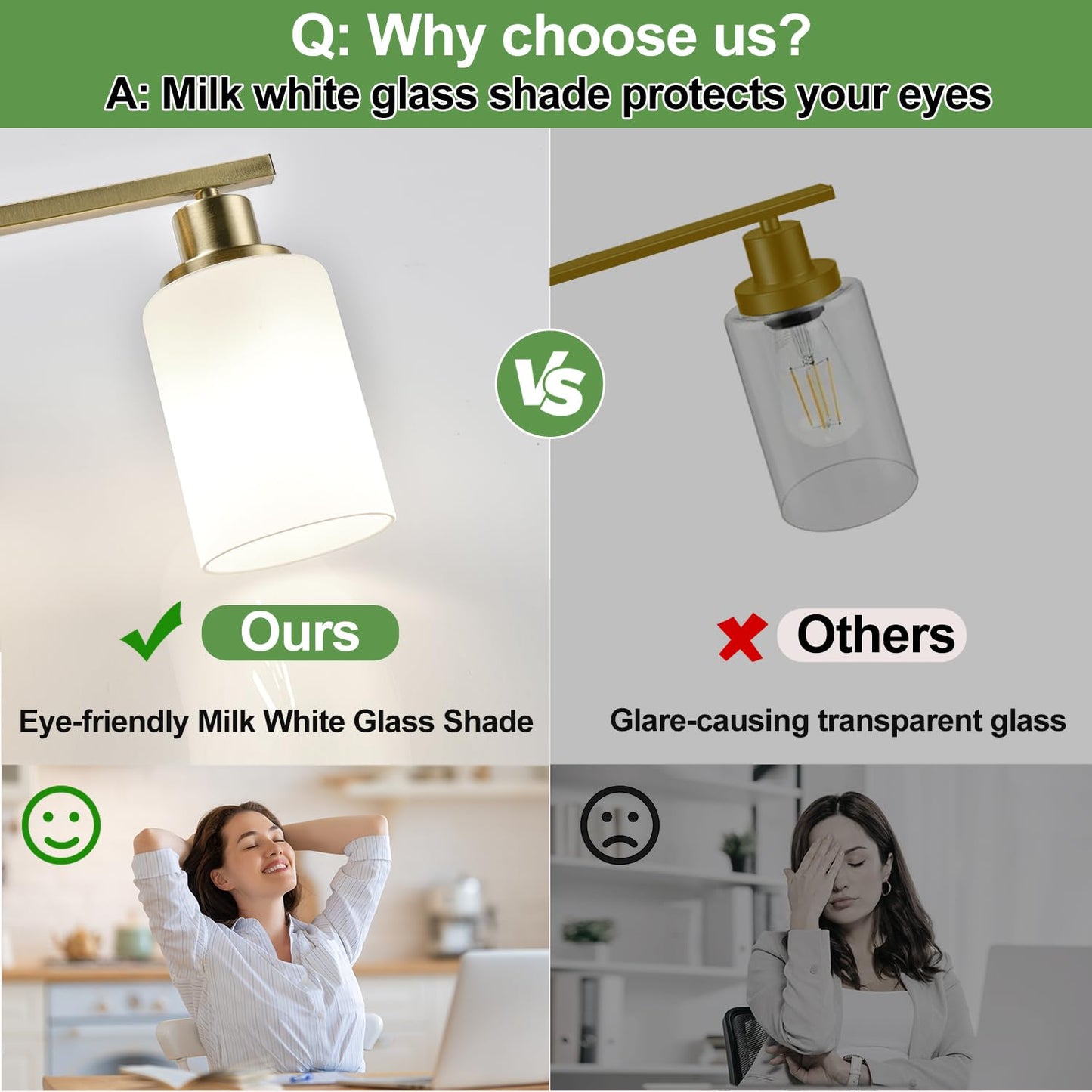MOKATNG 4-Light Bathroom Light Fixtures, Aged Brass Vanity Light with Milky White Shades, Bathroom Lighting Fixtures Over Mirror, Modern Bathroom Wall Lamp for Mirror Living Room Cabinet Bedroom