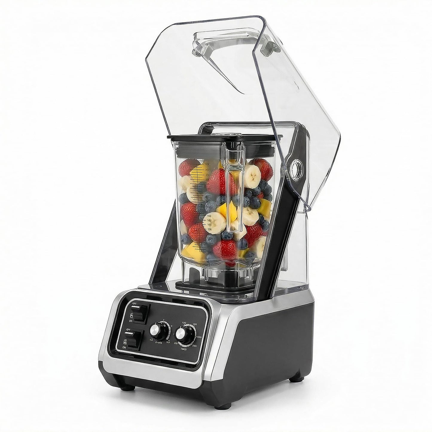 BLEOU Commercial Quiet Shield Blender, 2200W Professional Smoothie Blender with Timer & 15-Speed Control, 80oz/2.2L BPA-Free Pitcher for Cafes, Bars and Home Use