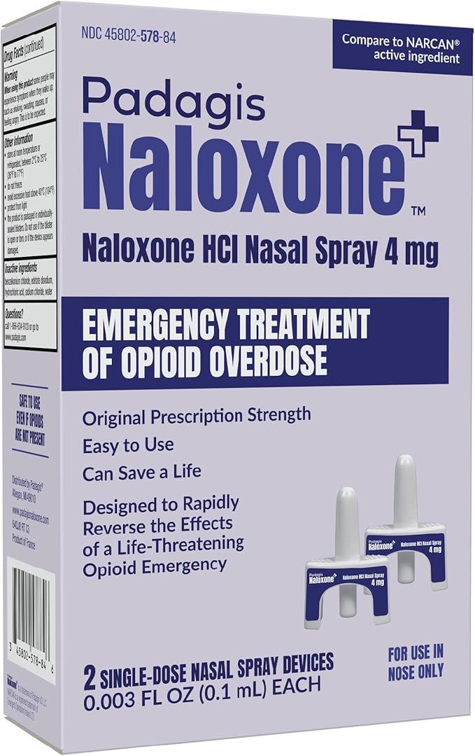 Padagis Naloxone HCI Nasal Spray, 4 mg – Emergency Treatment for Opioid Overdose - Rapid-Response Opioid Overdose Reversa...
