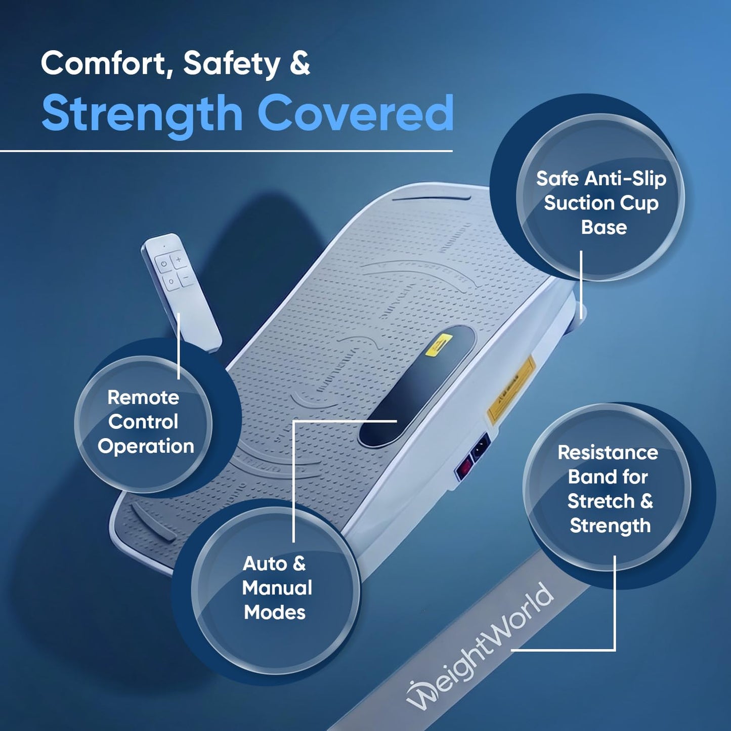 WeightWorld Vibration Plate Exercise Machine for Flexibility, Balance & Relaxation | Built-in Bluetooth, Auto & Manual Mode Vibration Plate Machine | Shake Board for Full-Body Home Workouts