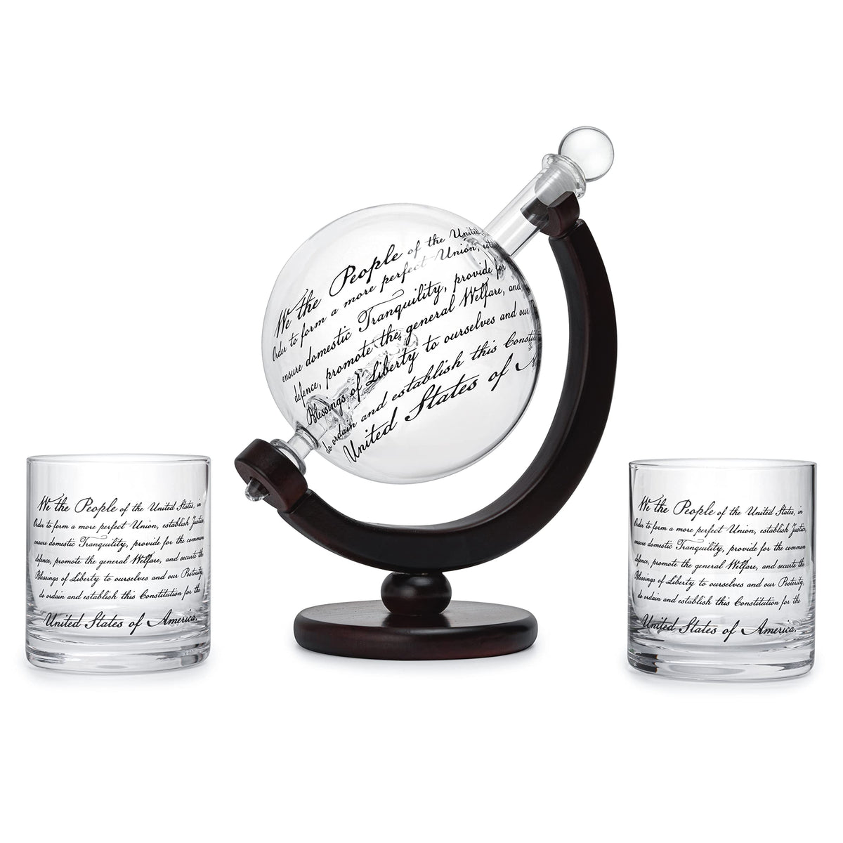 Lady Justice Law U.S. Constitution Whiskey & Wine Decanter Set - 850ml Attorney, Lawyer, Judge Gift - Promotion, Milestone, Law School Graduation, Retirement, Congress & Senate Gifts, For Men & Women