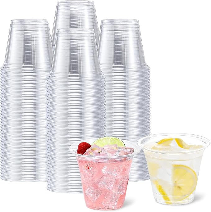 BYSNOW 250 Pack 9 oz Disposable Plastic Cups for Party, Plastic Wine Cups with Higher Heat Resistance (9oz 250pack)