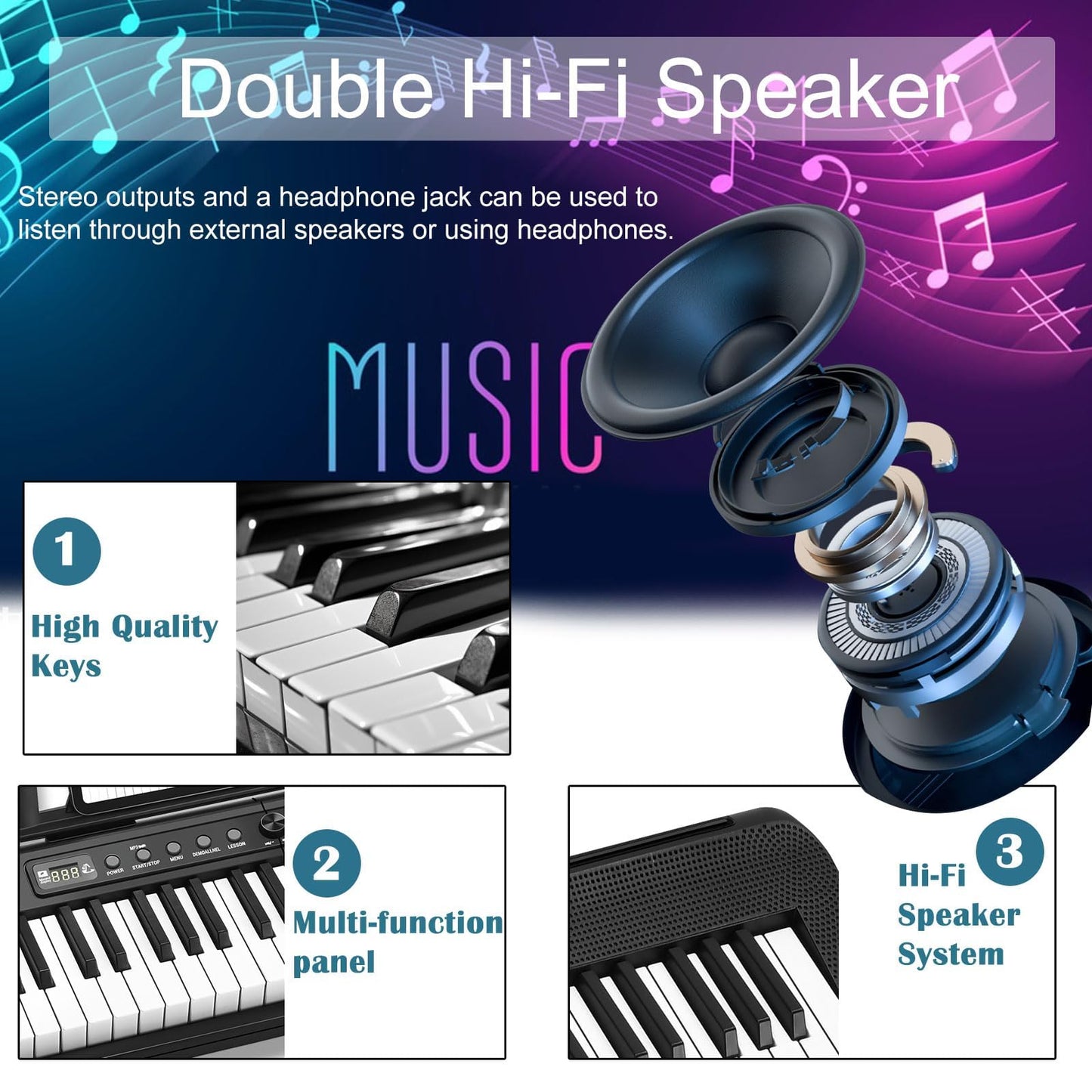 88 Key Digital Piano, Semi Weighted Electronic Keyboard Piano with Music Stand, Power Supply, Sustain Pedal, Bluetooth, Carrying Case, Headphones, USB-MIDI Compatibility, for Beginner Professional