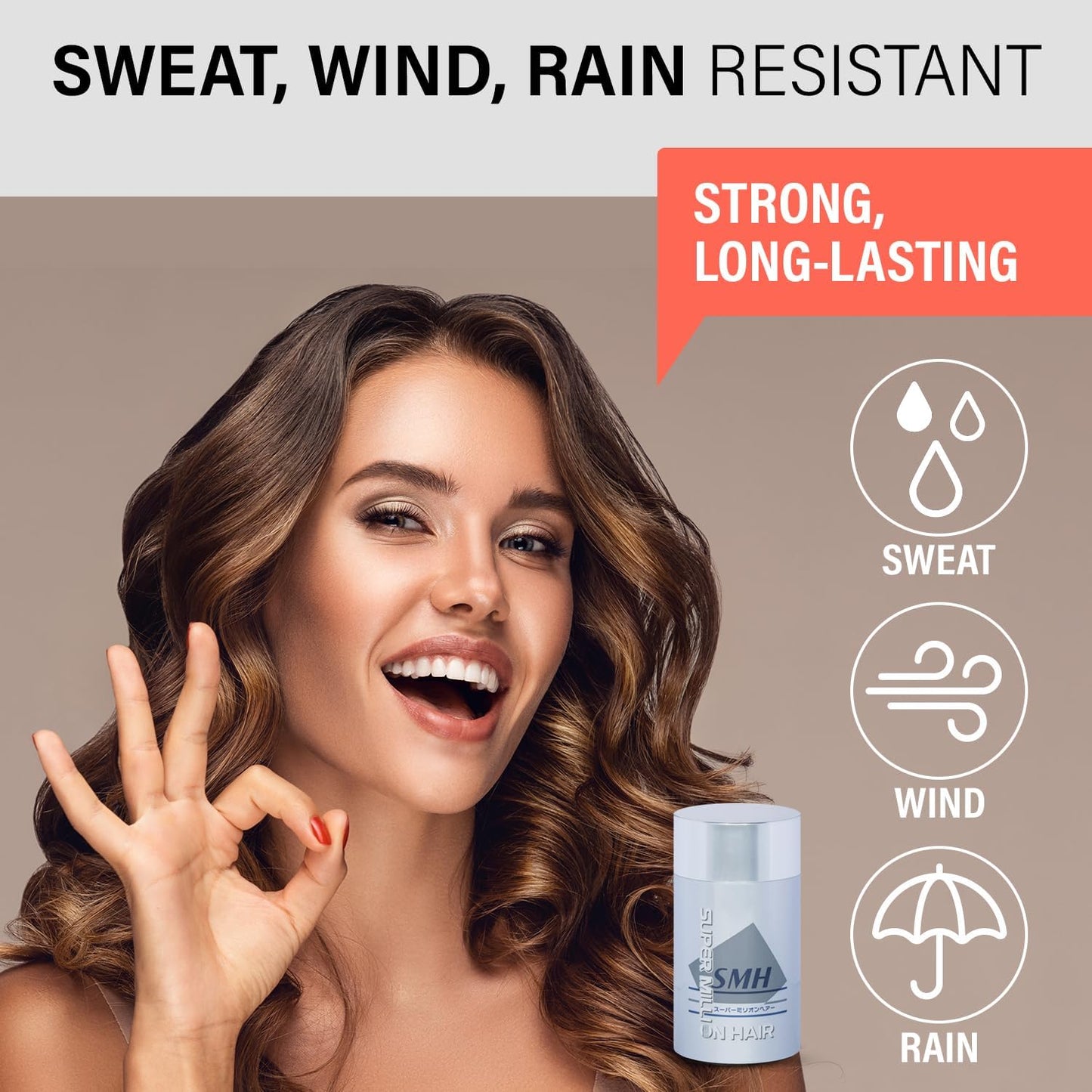 SMH Plant-Based Hair Fibers MADE IN JAPAN – Instantly Conceals Thinning Hair –Long-Lasting, Natural Look – Sweat, Water & Wind Resistant – For Men & Women (10g, Dark Brown)