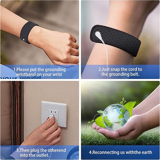 Grounding Mat,Grounding Wrist Strap,Reconnect to The Earth Improve Sleep Help with Anxiety,Grounding Mat at Home, Work, Yoga Mat