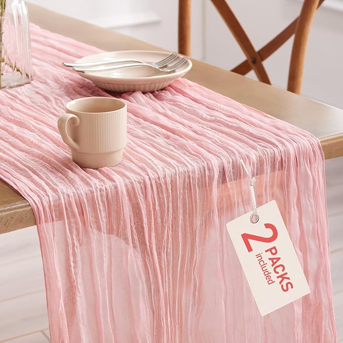 Pureegg 2-Pack Cheese Cloths Table Runner, 120'' Boho Table Cloth Decorations for Party, Baby Shower, Wedding and Farmhous...