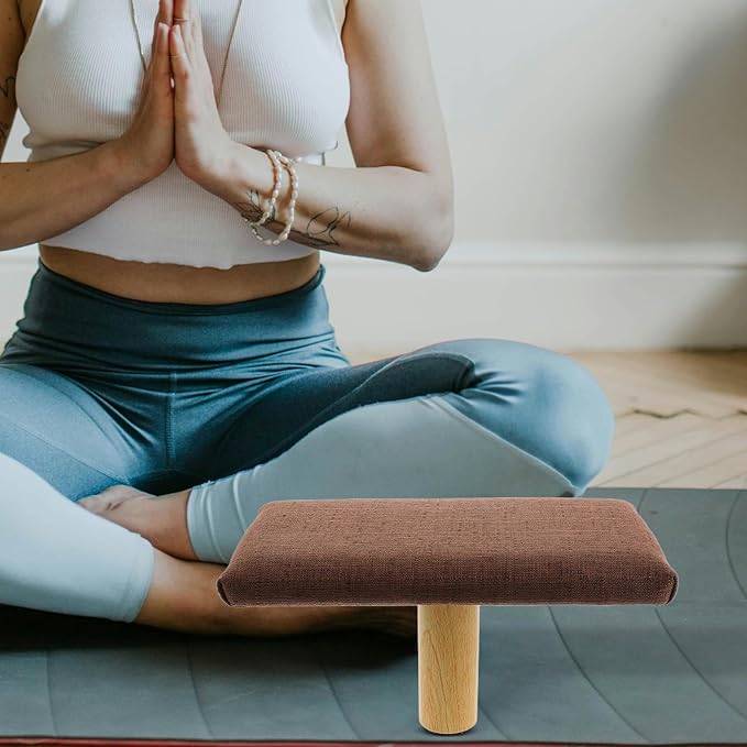 Ergonomic Portable Kneeling Stool with Soft Cushion Small Wooden Prayer Bench for Meditation and Balance Exercises Posture Support Seat for Adults