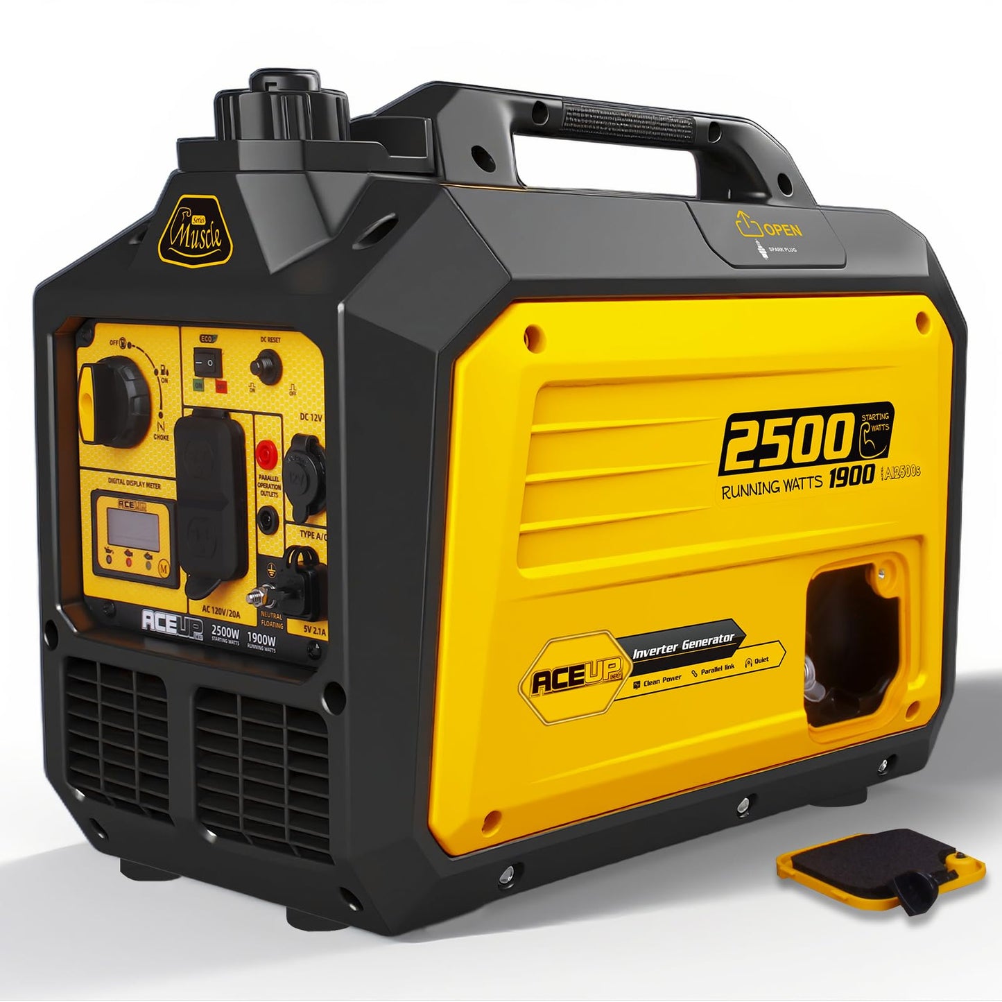 Aceup Energy 2500 Watt Gas Inverter Generator, Super Quiet Portable Generator For Home Use, Camping, Epa Compliant