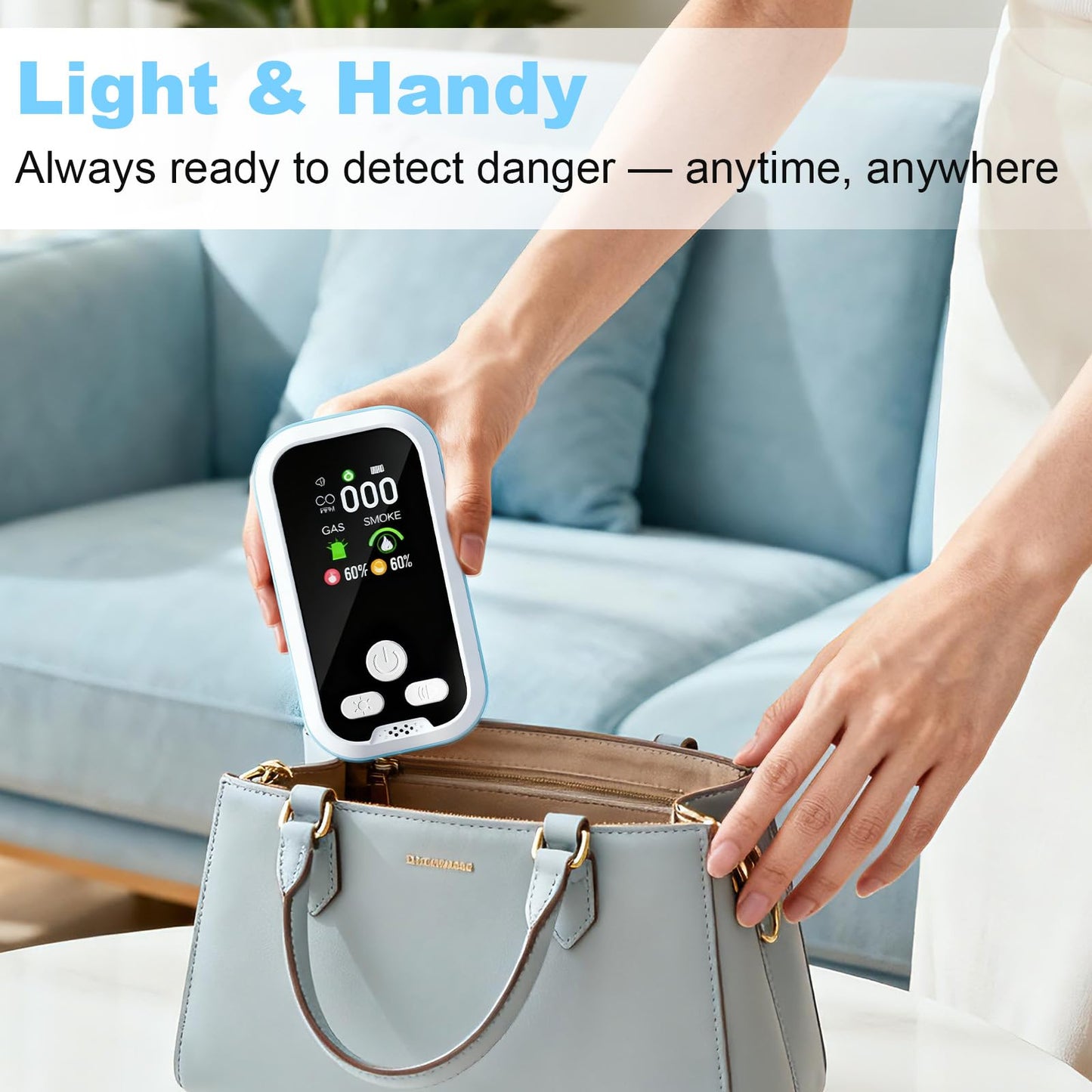 5-in-1 Carbon Monoxide Detector 2 Pack Combo with LCD Display, Detects CO, Natural Gas, Smoke, Temperature, Humidity for Home, Hotel, RV, Apartment Safety, Monoxide Alarm HD Screen