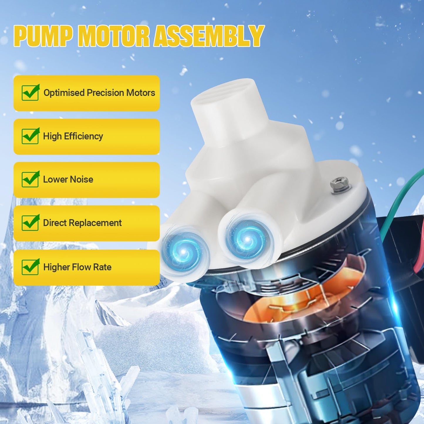 Ice Machine Water Pump Motor Assembly Replacement for Hoshizaki Water Pump PA0613, APTA92P10WD1, Fits Model KM-320 - KM-900,120V 60Hz 10Watts 0.4Amps