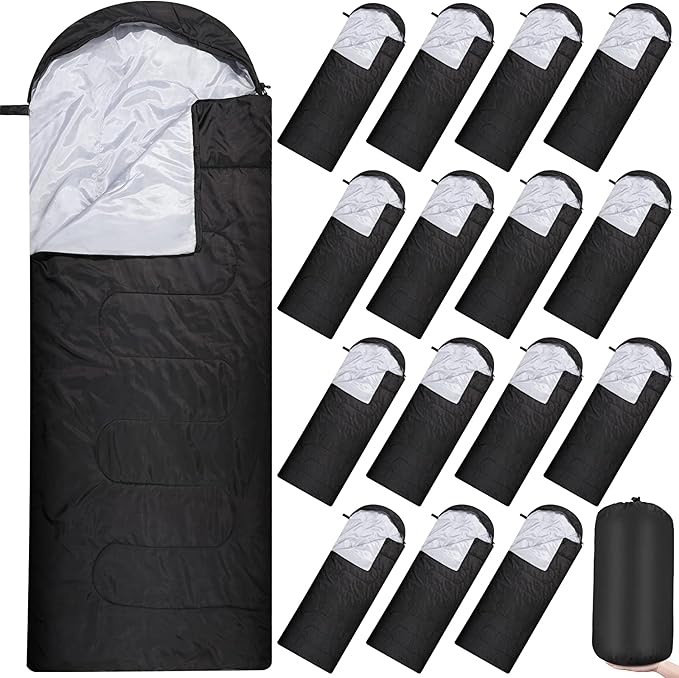 Tudomro 16 Pack Winter Camping Sleeping Bags Bulk for Homeless Adults Cold Weather Lightweight Waterproof Compact Backpack...
