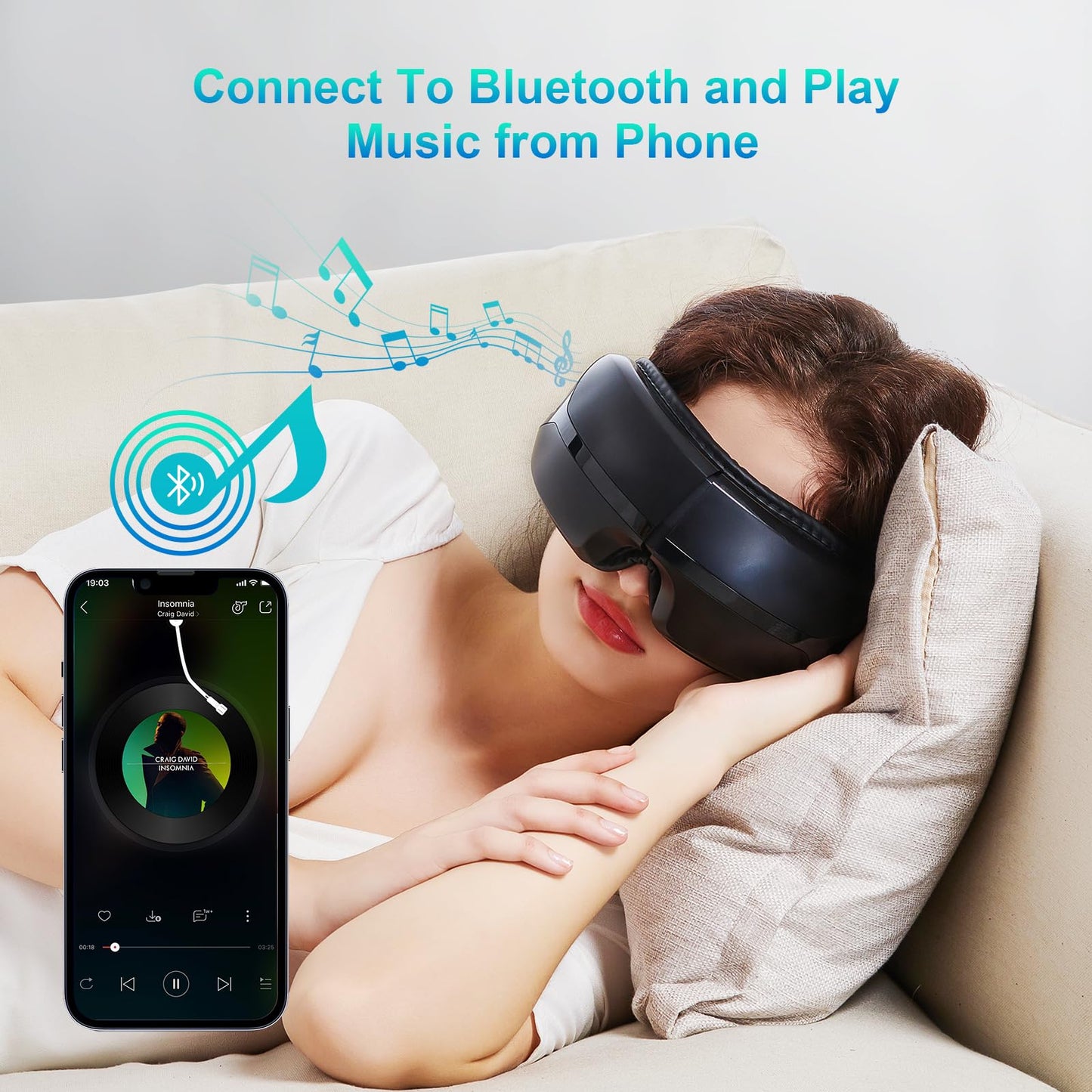Eye Massager with Heat – Birthday Gift for Women Men Mom Dad Her Him, Smart Mask Massage with Music Care for Eye Strain Relief, Improve Sleep, Relax at Home, Indoors, Outdoors, Travel, Christmas