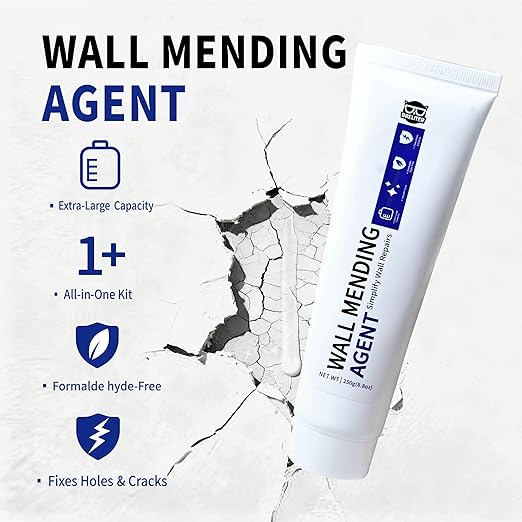 Drywall Repair Kit - 250g Wall Mending Agent, Drywall Putty, Spackling for Holes, Cracks & Stains, DIY Quick Solution for Walls and Ceilings, Formaldehyde-Free, White (8.8oz)