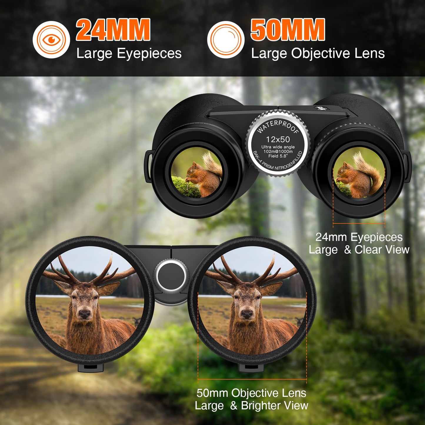 Sogries 12x50 ED Binoculars for Adults High Powered HD Professional Waterproof Optics BAK4 Prism FMC Lens Bird Watching Binoculars for Cruise Ship Travel Hunting Birding Concerts Stargazing Long Range