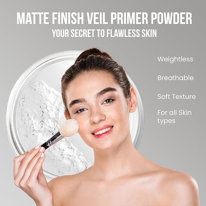 6pc FULL SIZE KIT KABUKI & KABAGGIE Tote Mineral Makeup Set Matte Foundation Bare Face Sheer Powder Cover (Fair 2)