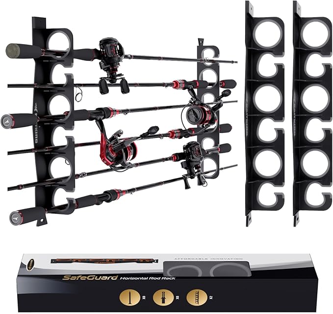 KastKing SafeGuard Fishing Rod Holder for Garage, Wall or Ceiling Mounted Fishing Rod Rack Storage Organizer, Fishing Pole...