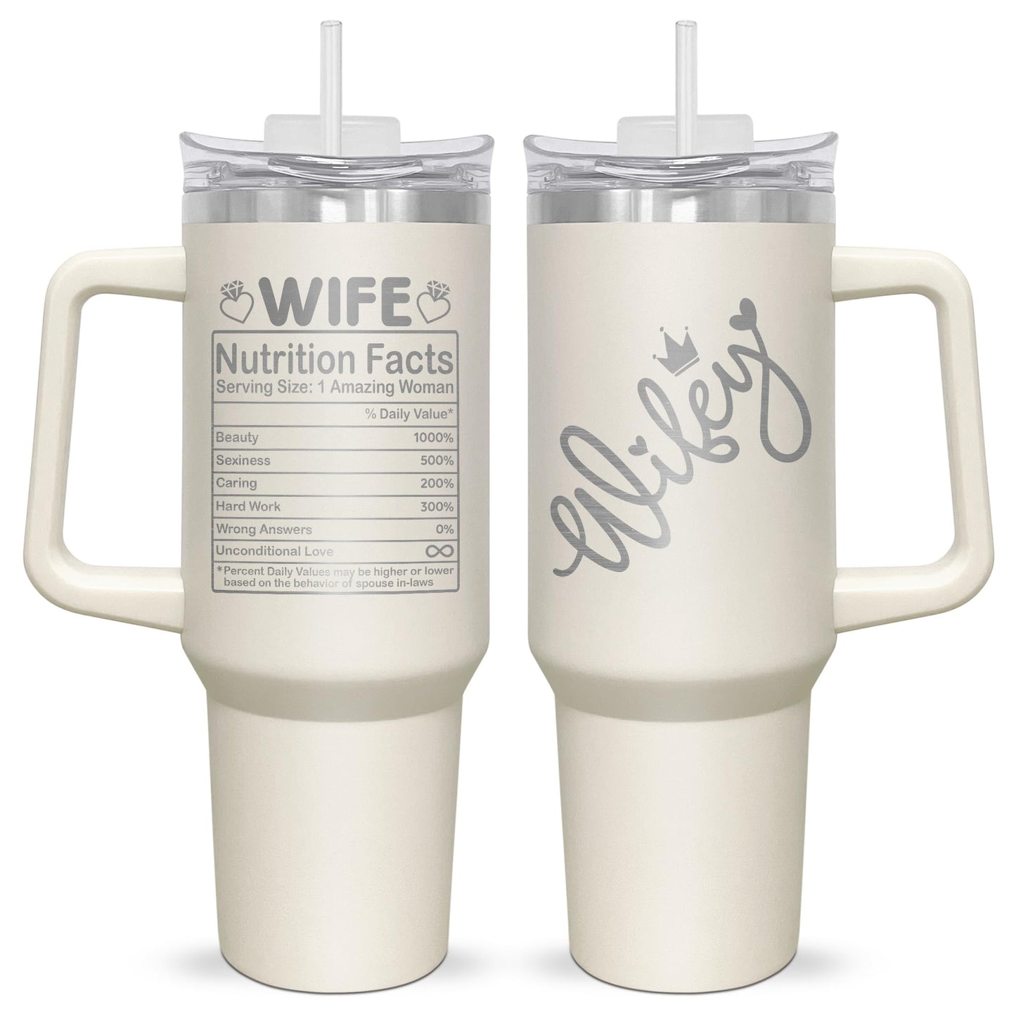 AXIARA Gifts For Wife - Wifey Insulated 40 oz Tumbler with Straw and Handle - Mothers Day Anniversary Christmas Birthday Gifts For Women Her Wife From Husband, Travel Coffee Tumbler